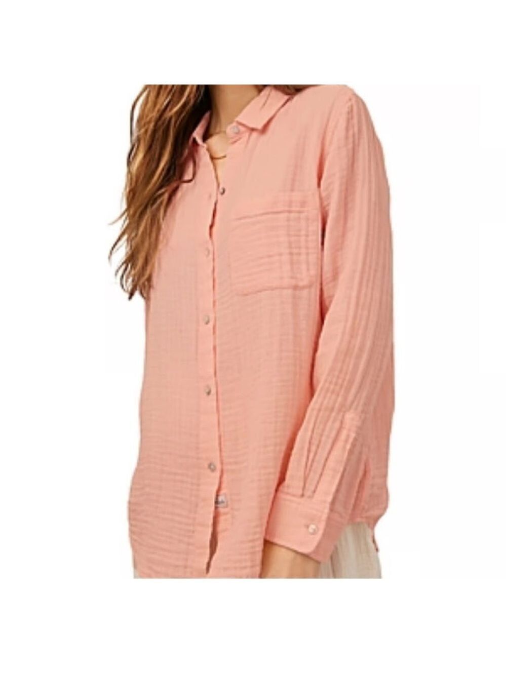 J. Jill Gauze Cotton Coastal Button Down Shirt Top Medium